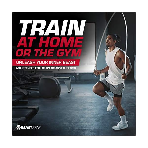 Beast-Rope-by-Beast-Gear--Speed-Skipping-Rope-for-Fitness-Conditioning-Fat-Loss-Ideal-for-Crossfit-Boxing-MMA-HIIT-Interval-Training-Double-Unders Beast Gear Skipping Rope, Steel Speed Fitness Jump Ropes, Lightweight and Adjustable Workout Equipment for Jumping, MMA…