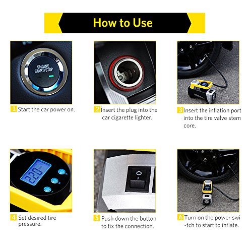Tsumbay Air Compressor Pump, Digital Tire Inflator with Preset Pressure Gauge, 12V 150PSI Portable Air Pump for Car, Bikes, RV, Sport Balls and Other Inflatables, with Storage Bag