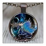 GlowlalaBlue Dragon Pendant, Blue Dragon Necklace, Dragon Jewelry, Space Necklace, Nebula, Dragon Wings Jewelry,