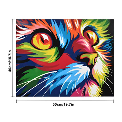 NATUCE Malen Nach Zahlen DIY Ölgemälde für Kinder Erwachsene Anfänger, DIY Malen Nach Zahlen Vorgedruckt Leinwand-Ölgemälde Geschenk Kits Home Haus Dekor - Bunter Katze 40 * 50 cm (Ohne Rahmen) – Bild 5