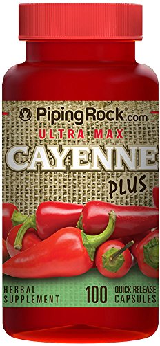 Piping Rock Ultra Max Cayenne Plus 100 Quick Release Capsules Herbal Supplement