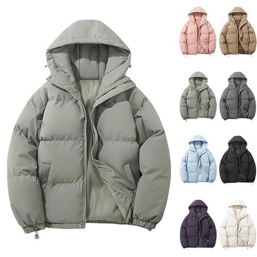 tacniseyw Winter Jacket For Women UK Quilted Padded Down Coat Hooded Puffer Coat Lightweight Waterproof Jacket Ladies Plus Size Winter Warm Puffer Jackets Outdoor Parka Jackets With Pockets