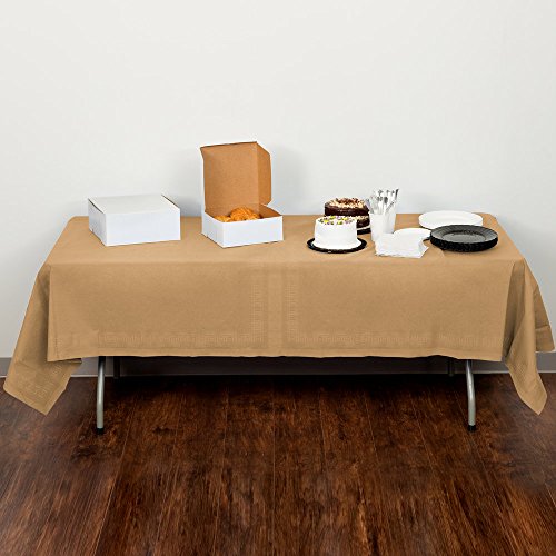 Perfectware Table Covers Disposable Table Covers Gold 2-Ply Tissue and 1-Ply Poly, 0.1" Height, 108" width, 54" Length (Pack of 3)