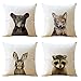 WOMHOPE 4 Pcs [Just Covers] - Animal Watercolor Patern Cotton Linen Pillow Covers Throw Covers Square Cushion Pillowcase Decorative Pillow Shams (Bear (Set of 4 pcs))