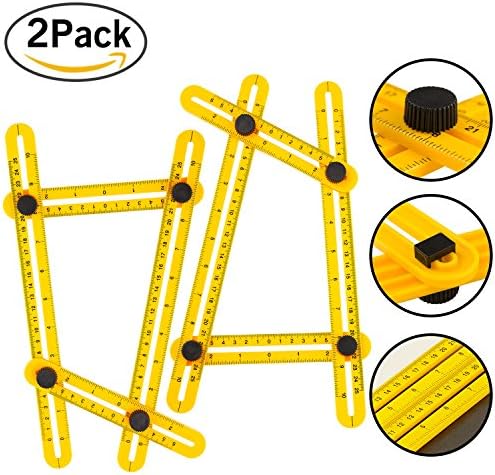 Multi Angle Measuring Ruler, Deruicent 2 Pack Angleizer Template Tool, Measurement Tool for Builders Carpenter Craftsmen Handymen DIY
