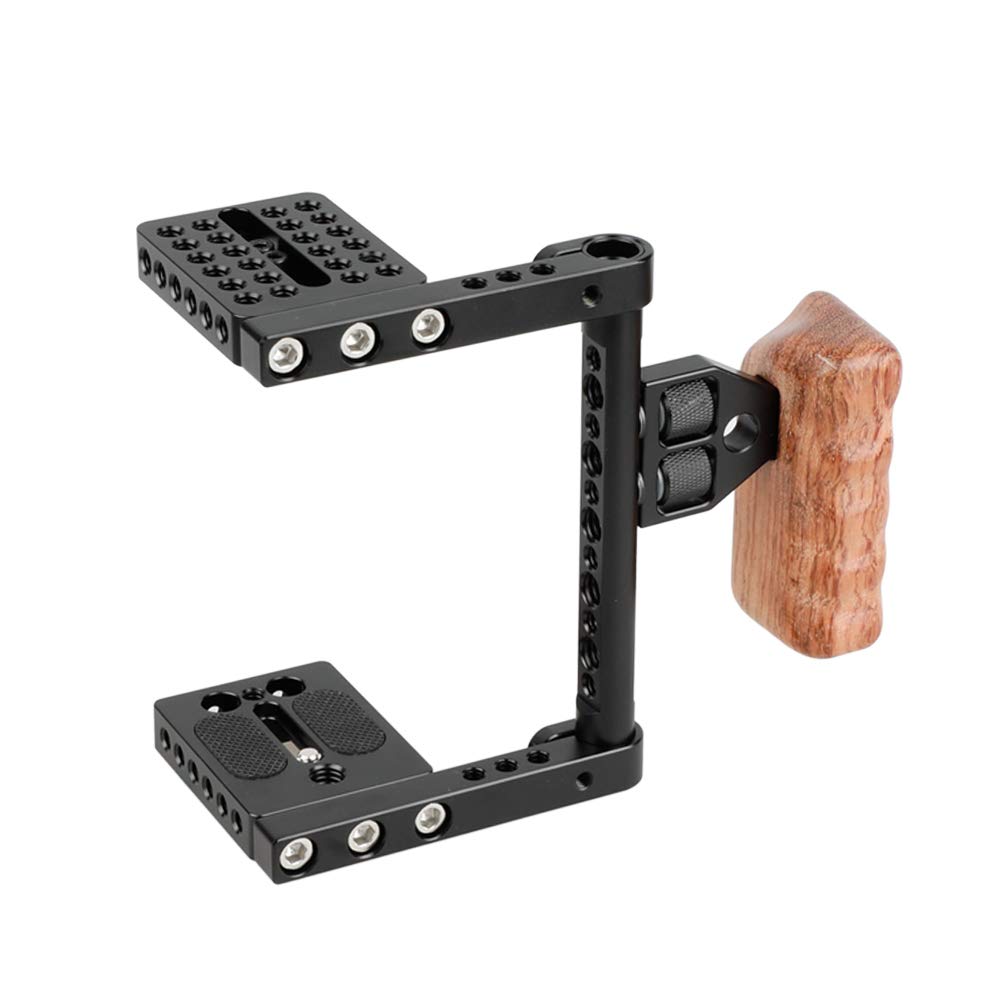CAMVATE DSLR Video Camera Cage Stabilizer Rig with Wooden Handle for Nikon Sony
