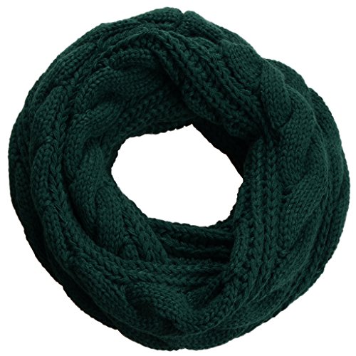 NEOSAN Womens Thick Ribbed Knit Winter Infinity Circle Loop Scarf Twist Dark Green