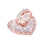 Universal Phone Ring Stand Holder UCLL Romantic Heart Crystal Finger Grip 360 Degree Rotating Ring Grip Cell Phone and Tablets Anti Drop Ring for iPhone iPad Samsung LG HUAWEI SONY (Rose gold -white)