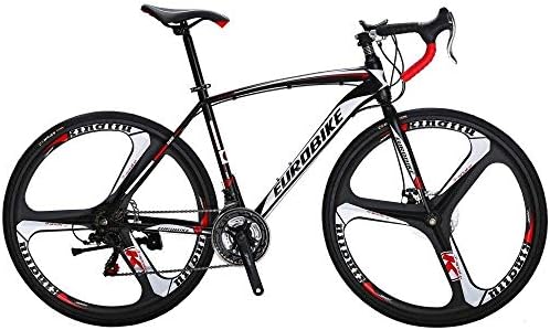 Extrbici XC550 Racing Road Bike Bicycle for Mens Adults 700Cx28C with Lightweight Carbon Steel Frame and Light Aluminium Alloy 21 Speeds Solid Integrated Wheel Double Disc Brakes Cycling US Stock