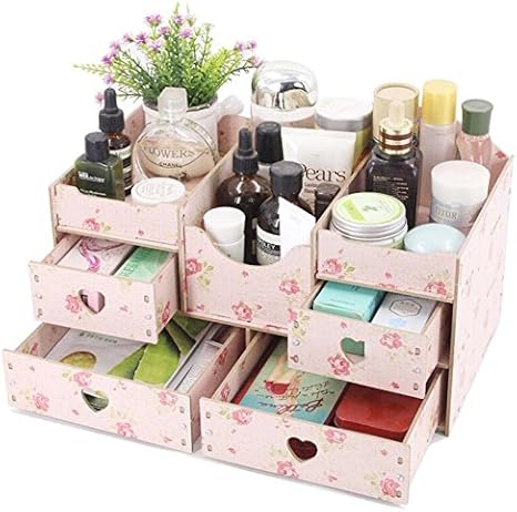 Amazon ノーブランド品 化粧品収納ボックス メイクケース 収納スタンド 自分組み立て式 引き出し 小物 可愛い 6色選べる 花柄 6 収納ケース ボックス オンライン通販