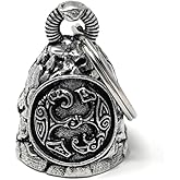 Bravo Bells Viking Ravens Biker Bell – Norse Motorcycle Guardian Keychain – Pewter Rider Accessory – Made in the USA