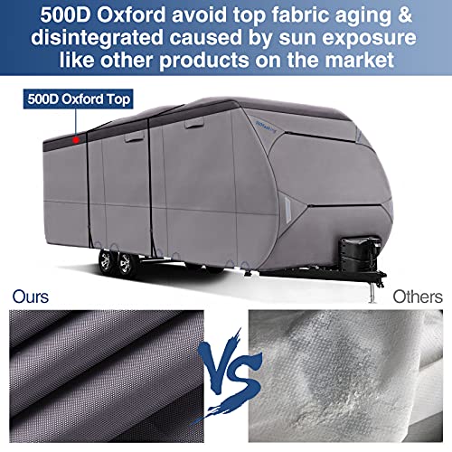 RVMasking Upgraded Waterproof 500D Top Travel Trailer Cover for 20'1