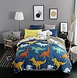 Sandyshow 3PC Dinosaur Bedding for Boys and Girls Full/Queen Microfiber Duvet Cover Set No Comforter Inside (Full/Queen (Dinosaur))