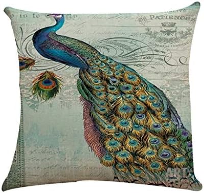 Decorative Peacock Printed Flax European Style Mixed Cushion Cover