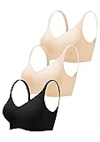 Quttlzze 3-Pack Wireless Bras for Women No