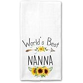 World's Best Nanna Kitchen Towel, Floral Sunflower Kitchen Towel, Best Nanna Ever, Gift Mothers Day Birthday Christmas Thanksgiving for Nanna, Soft and Absorbent Kitchen Tea Towel