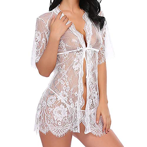 Dtuta Negligee Dessous Lingerie Nachtwäsche für Damen Erotik Babydoll Set mit Rüschen öffnen Vorderseite Spitze… – Bild 4
