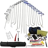 Wcaro Automotive Paintless Dent Repair Tools Kit Dent Remover Hail Repair Tool PDR Rods Professional PDR Tools Ding Dent Repair Rods Paintless Hail Removal Big Kit(A2-A6,B2-B11,C1-C6)