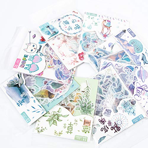 Molshine 320pcs Decorative Stickers-Forest Animal Plant Planet Ocean Series Decals for DIY,Personalize,Bullet Diary Decoration,Laptops,Scrapbook,Luggage,Cars,Books,Sealing -8 Packs - Thumbnail 4