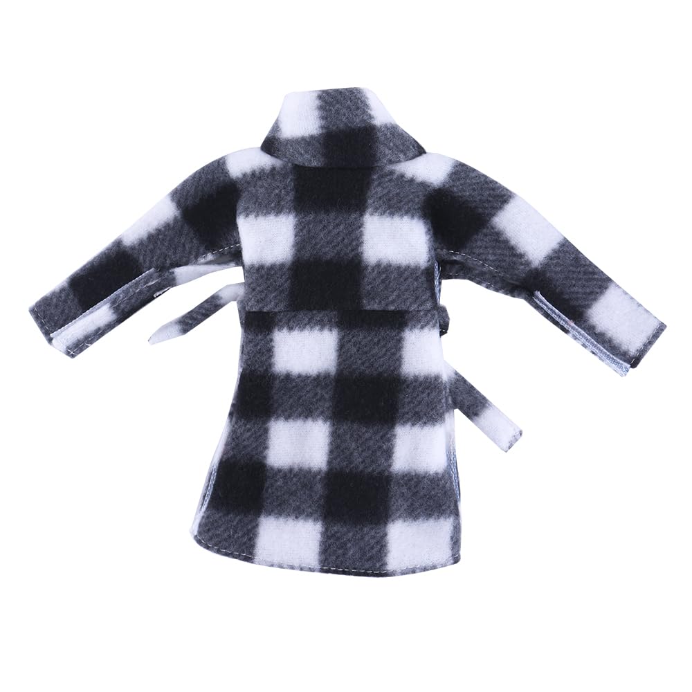 E-TING Santa Clothing Bathrobe Christmas Accessories for elf Doll (Black and White Plaid Bathrobe)