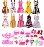 SUNLALA 15 Pack Barbie Doll Clothes Party Gown Outfits with 12 Pairs Doll Shoes for Girl's Birthday Christmas Gift