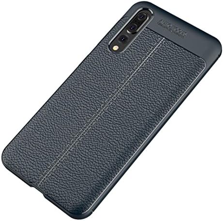 ZLOSKW For Huawei P20 Pro Case, Soft TPU Rugged Case Litchi Pattern Shockproof Protective Back Cover for Huawei P20 Pro (Navy)