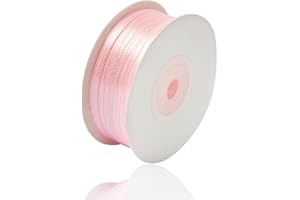 AHOMAME Pink Satin Ribbon 1/8 Inches x 100 Yards, Solid Color Fabric Ribbon for Gift Wrapping, Crafts, Hair Bows Making, Wreath, Wedding Party Decoration and Sewing Projects