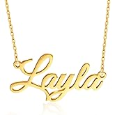Name Necklace Personalized, 18K Gold Plated Custom Name Necklaces for Women Customized Name Plate Pendant Jewelry Gifts for Women