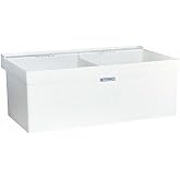 Mustee 27W Composite 2-Basin Wall Mount Tub Utility Sink with Drain in White