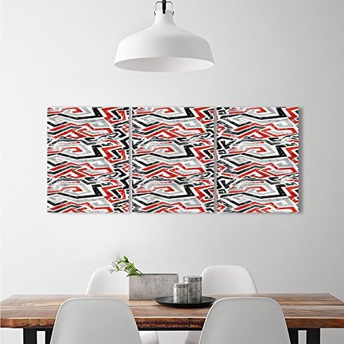 djidliyz8 Grunge wall art stickers Twisting Lines Curves Abstract Worn Looking Shapes African Influencescustomizable wall stickers Vermilion Black Pale Grey
