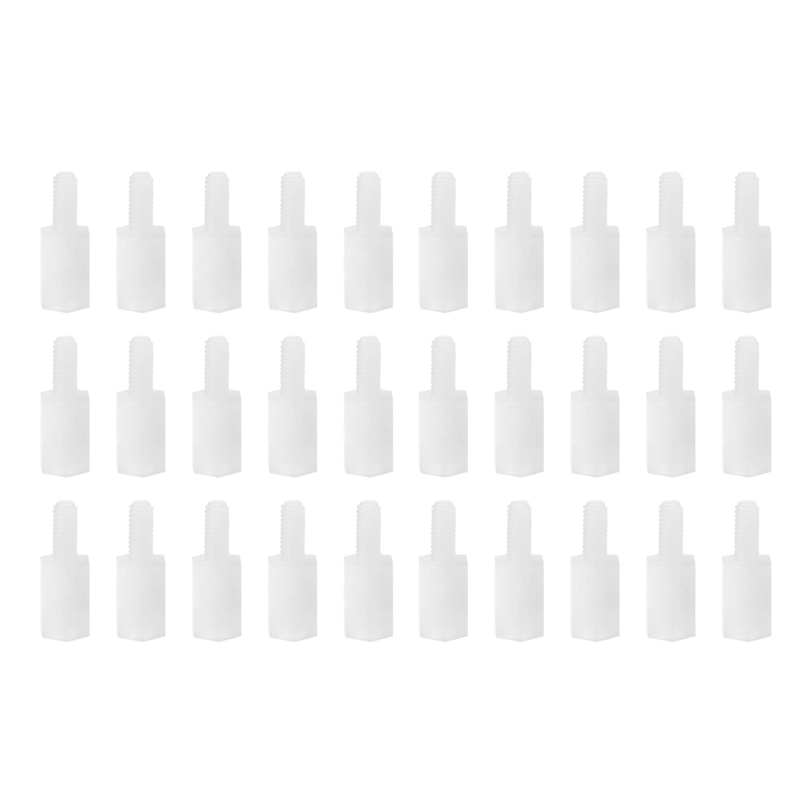 YOKIVE 30 Pcs M2.5 Standoff Screws, Nylon Hex PCB Standoffs with High Insulation Effect, Keep Height Consistent, Great for Motherboard (White, 6mm+6mm)