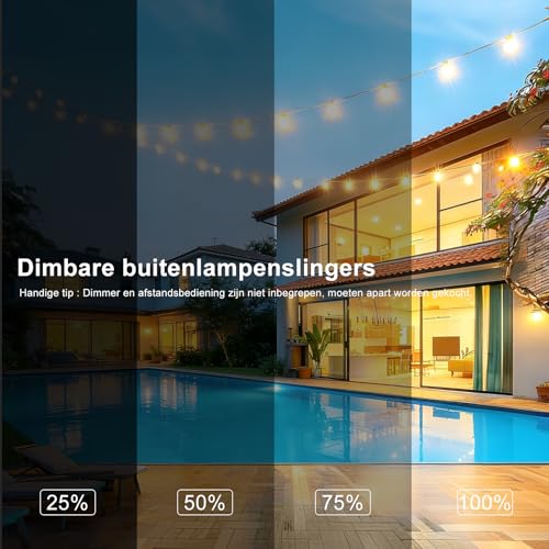 Pogestrand G40 45m Outdoor String Lights Outdoor Indoor Power with Plug 75 Unbreakable Bulbs Outdoor Mesh Powered for Patio, Patio, Balcony, Shed