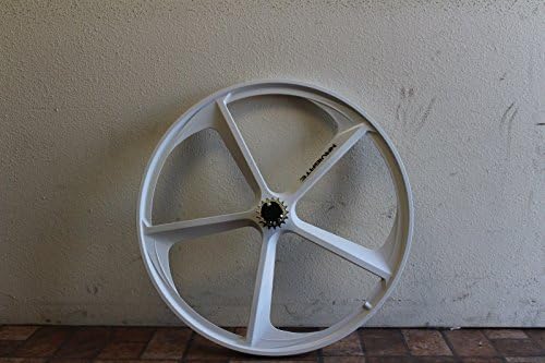 R4 Premium 700c 5-Spoke Mag Rim Single Speed Fixie Bicycle Wheel W/ Sealed Flip Flop Hub, White Rear