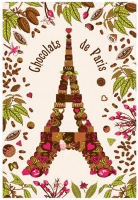 Torchons et Bouchons Dish Towel Tea Towel Chocolats de Paris Eiffel Tower Cotton