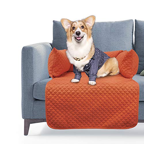 Topones Sofa Slipcover for Pets,Cat & Dog Bed for Sofas, Chairs or Beds – Multi Purpose Furniture Protector Cover with Bolster Cushions for Comfort and Protection – Orange