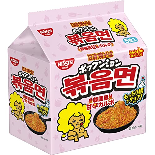日清焼そば ポックンミョン 韓国風甘辛カルボ 5食パック×6袋