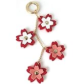 Yzikema Leather Flower Decorative Keychain PU Leather Flower Keychains Boho Accessories for Women Purse Pendant Charms