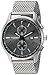 Akribos XXIV Men's Swiss Quartz Multi-function Black Sunray Dial Silver-tone Mesh Stainless Steel Bracelet Watch AK905SSB