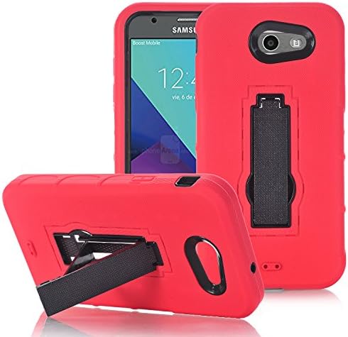 Galaxy J7 V 2017 Case, SOGOLA [Kickstand][Shock Proof] Heavy Duty Protection High Impact Resistant Fully Protective Case Cover for Galaxy J7 2017/Galaxy J7 Perx / J7 V (Red&amp;Black)