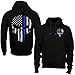 Thin Blue Line Skull USA Flag Men's Hoodie Sweatshirt (XL)