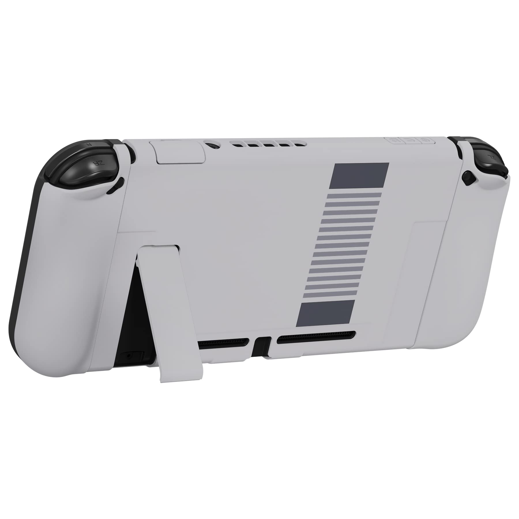 PlayVital AlterGrips Ergonomic Grips Cover for Nintendo Switch, [2 Design] Interchangeable Comfort Dockable Protective Case with Screen Protector & Thumb Grip Buttons Caps - Classics NES Style