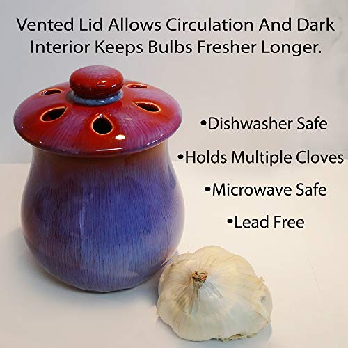 Cottage Creek Garlic Keeper, Garlic Clove Storage Container with Vented