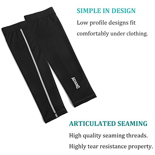 Arm Sleeves Medium Black Aegend Cool Arm Sleeves UV Protection for Men Women Youth Arm Warmers for Cycling Golf Baseball Basketball Tattoo Cover Elbow Sleeves