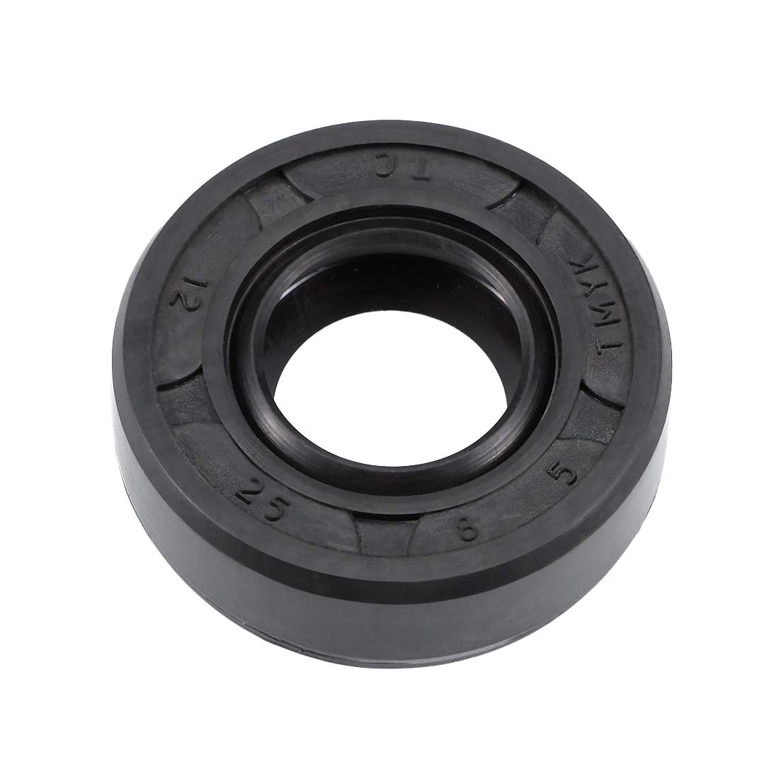 Photo 1 of uxcell Oil Seal, TC 12mm x 25mm x 8mm Nitrile Rubber Cover Double Lip with Spring for Bearing Shaft, Black Pack of 1