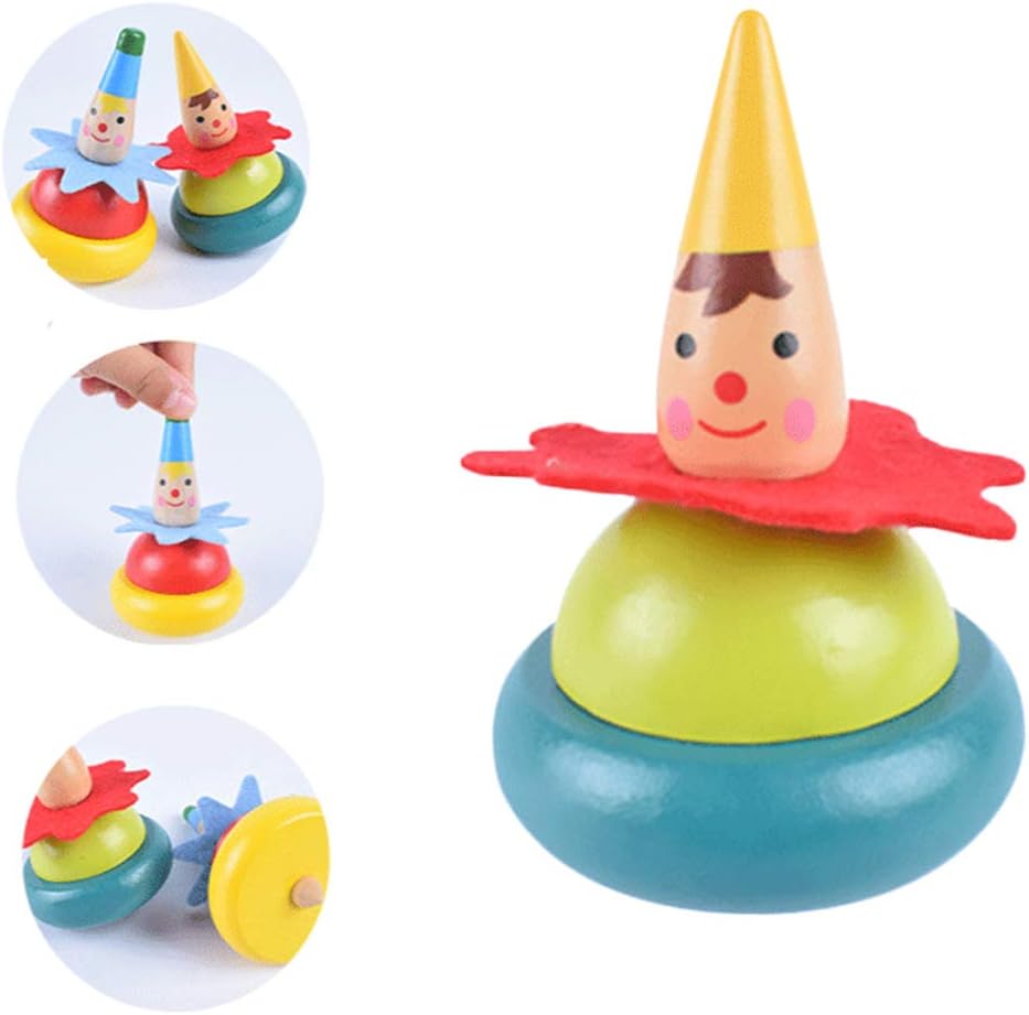 2 Pcs Clown En Bois Toupie Toupie Jouet Clown Gyro Cadeau Educatif Pour Enfants Bebe Schimer Super Tacking Tops Kit Toupies D Eveil Bebe Puericulture Lawawarenesssociety In
