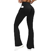 COPYLEAF Womens Scrunch Booty Lifting Leggings No Front Seam Flare Yoga Pants with Pockets Resistance Band Workout Leggings