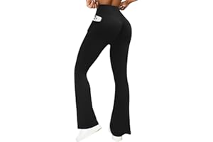 COPYLEAF Womens Scrunch Booty Lifting Leggings No Front Seam Flare Yoga Pants with Pockets Resistance Band Workout Leggings