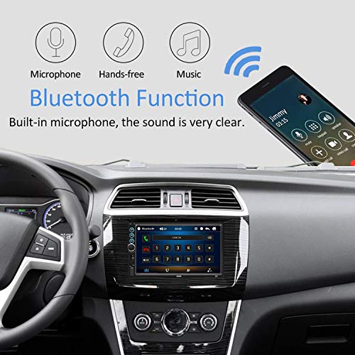 Double Din Car Stereo 7 Inch Touch Screen Car MP5 Player FM Radio Video Audio Compatible with Bluetooth Support Rear-View Camera Mirror Link iPhone & Android