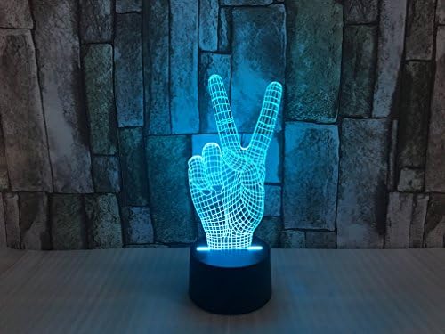 JYIFA Nightlight, 3D visualization Illusion Multi-colored Change USB Touch Button LED Desk Lamp, Table Light for Room Decorative or Gifts for Friends/Kids(Victory Finger)