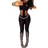 Wuitrie Women's Sexy Nigh Party 2 Piece Casual Outfits Off Shoulder Halter Tube Top Bodycon Pant Solid Black Fall Sets